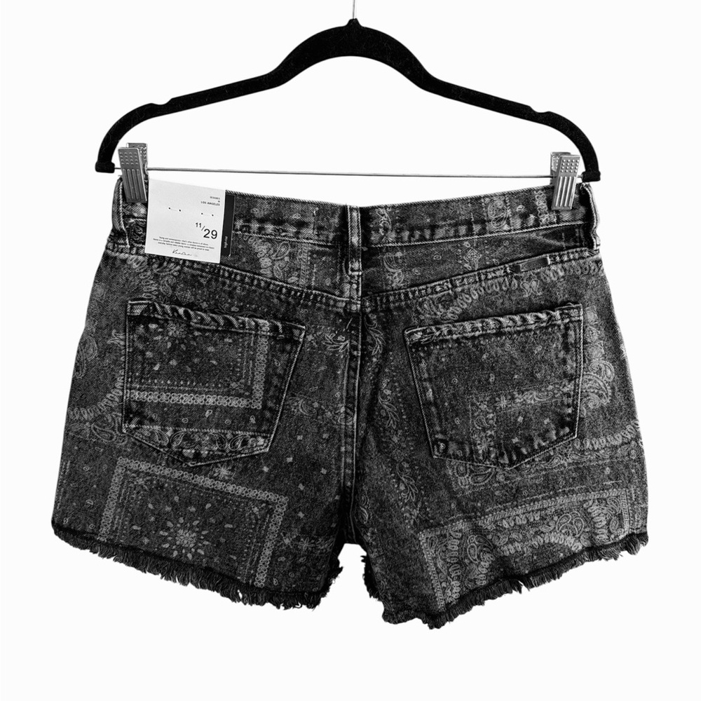 KanCan Paisley Print Denim Shorts Size 11 Black Acid Wash Edgy Western New - Picture 7 of 15